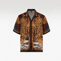 Tiger Red Silk Shirt | Relaxed Short Sleeve Cuban Collar Shirt