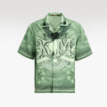 Green Dollar Silk Shirt | Relaxed Short Sleeve Cuban Collar Shirt