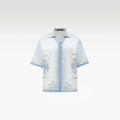 Rocaille Marine Silk Shirt | Premium Printed Silk Taffeta Baroque Ocean Grandeur Blue Pearl