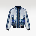 The Ocean Monarch Silk Bomber Jacket | Premium Satin Silk Tropical Night Beach Scene Print