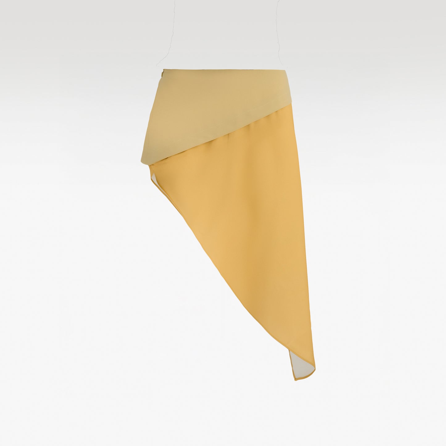 Forest Muse Asymmetric Skirt | Mustard Yellow Layered Waterfall Midi Skirt