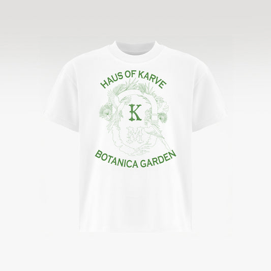 Botanica Cotton T-Shirt White | Green Graphic Boxy Fit – Unisex Streetwear