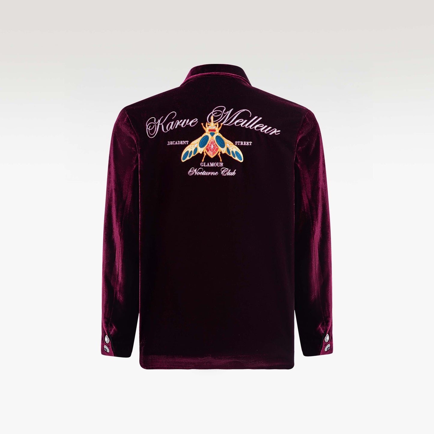 Crimson Reverie Jacket | Luxury Velvet Street Style Jacket, Signature Embroidered Decadent Bee