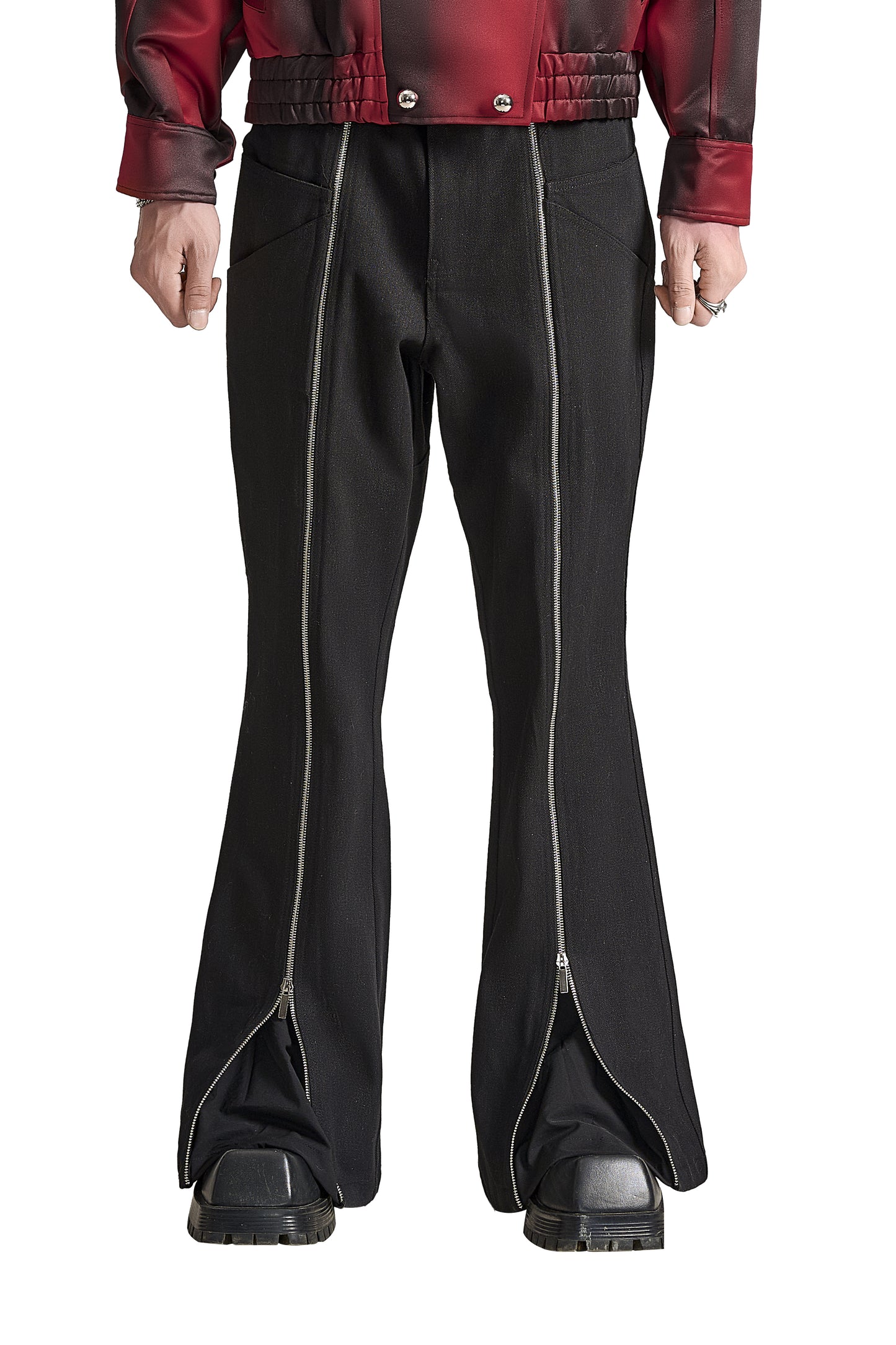 Project Mayhem Chinos Kaki Pants | Extreme Flared Zipper Streetwear