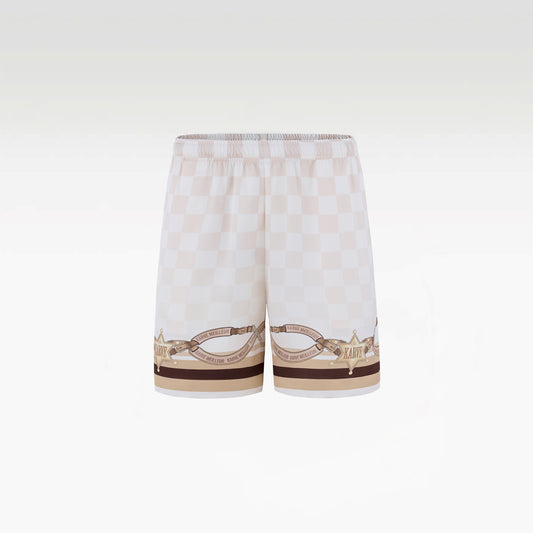 Sonoran Verse Silk Shorts | Printed Silk Luxury Western Check & Rope Design