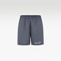 Silver Dust Silk Shorts | Premium Printed Silk Taffeta Minimalist Slogan