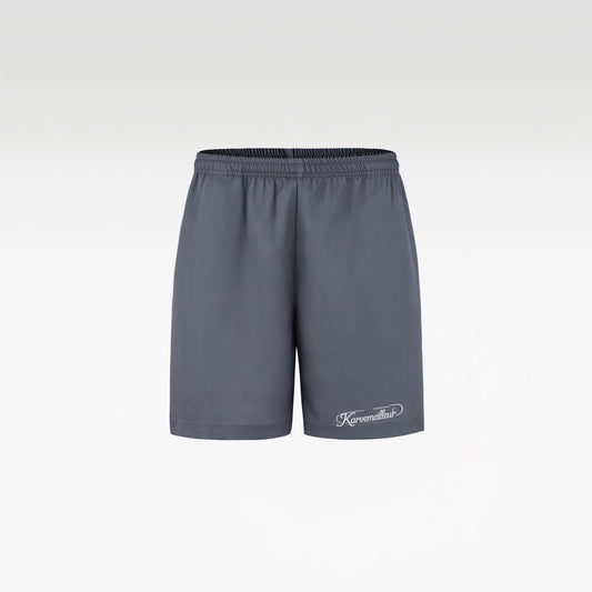 Silver Dust Silk Shorts | Premium Printed Silk Taffeta Minimalist Slogan