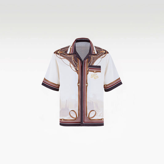 Knots Of Sand Silk Shirt | Premium Printed Silk Camp Shirt Wild West Equestrian Theme