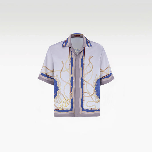 Lone Star Silk Shirt | Premium Printed Silk Taffeta Luxury Horse Saddle Design