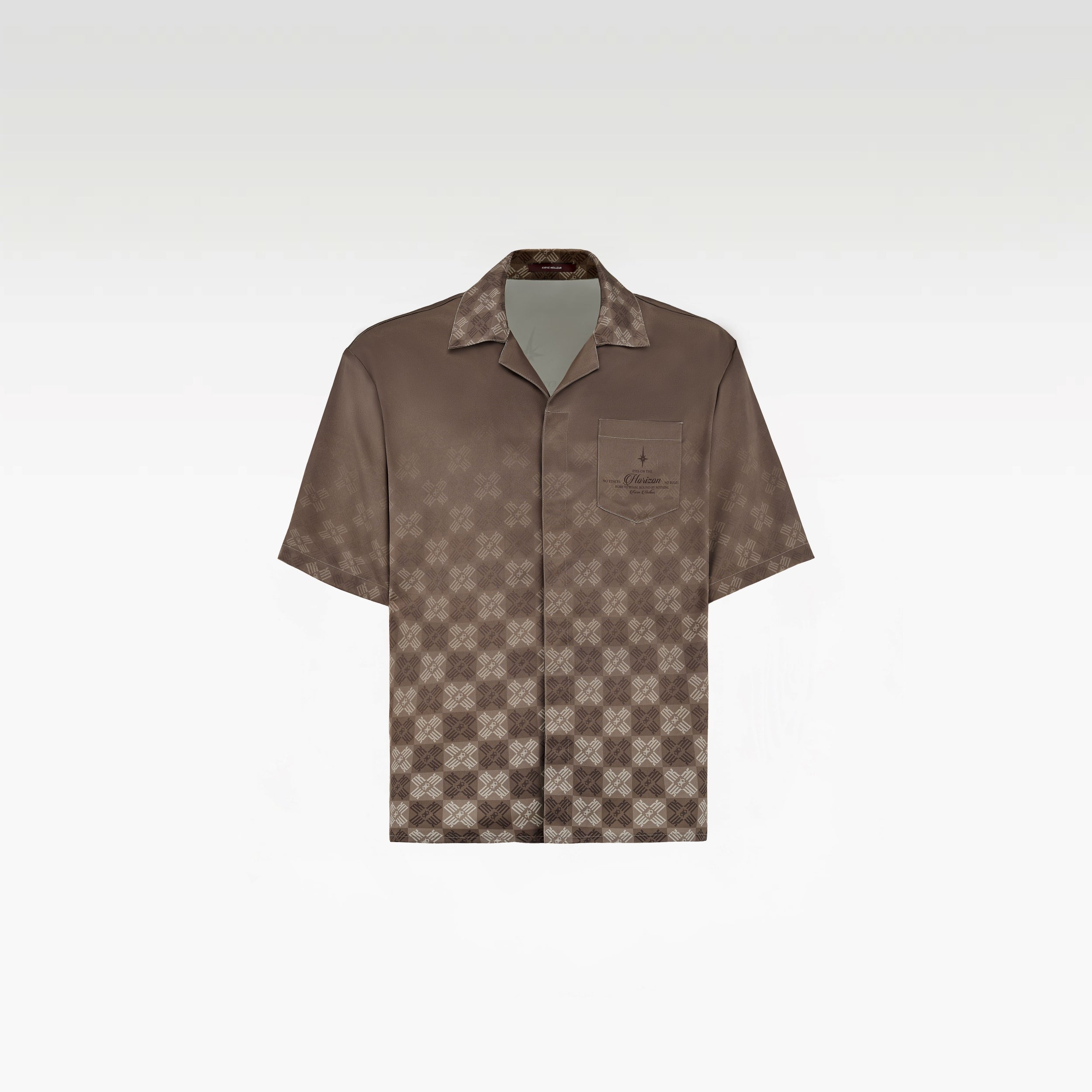Clay Horizon Silk Shirt | Printed Silk Short-Sleeve Luxury Blurred