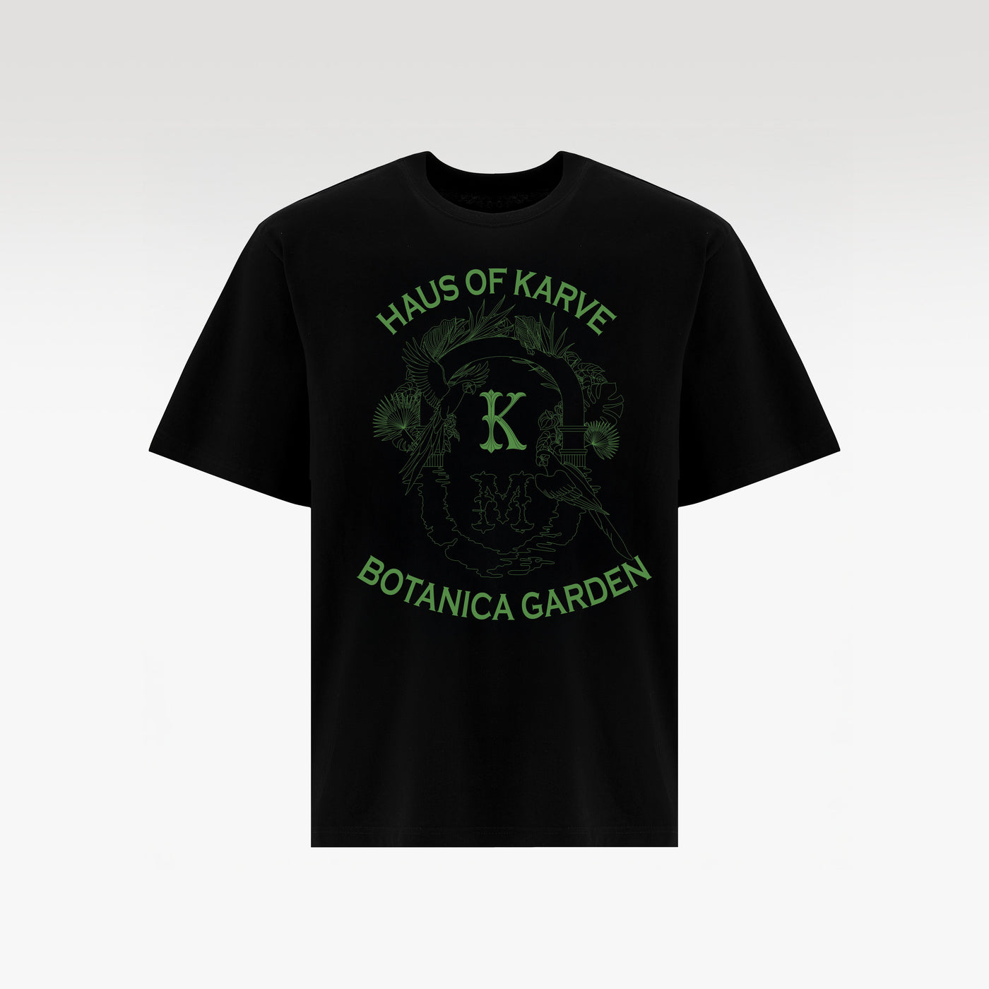 Botanica Cotton T-Shirt Black | Green Graphic Boxy Fit – Unisex Streetwear