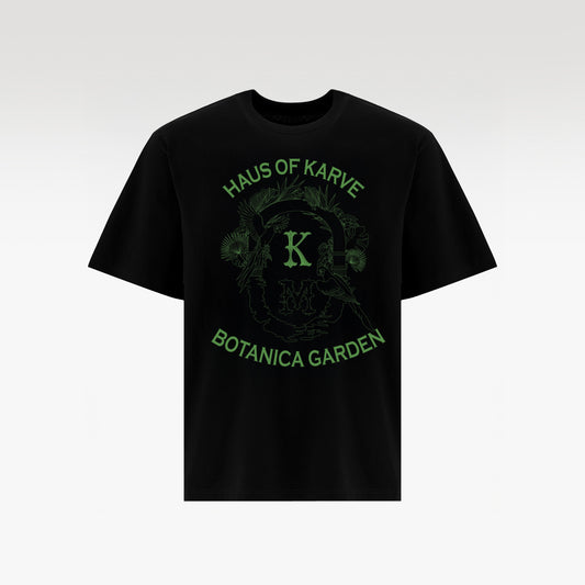 Botanica Cotton T-Shirt Black | Green Graphic Boxy Fit – Unisex Streetwear