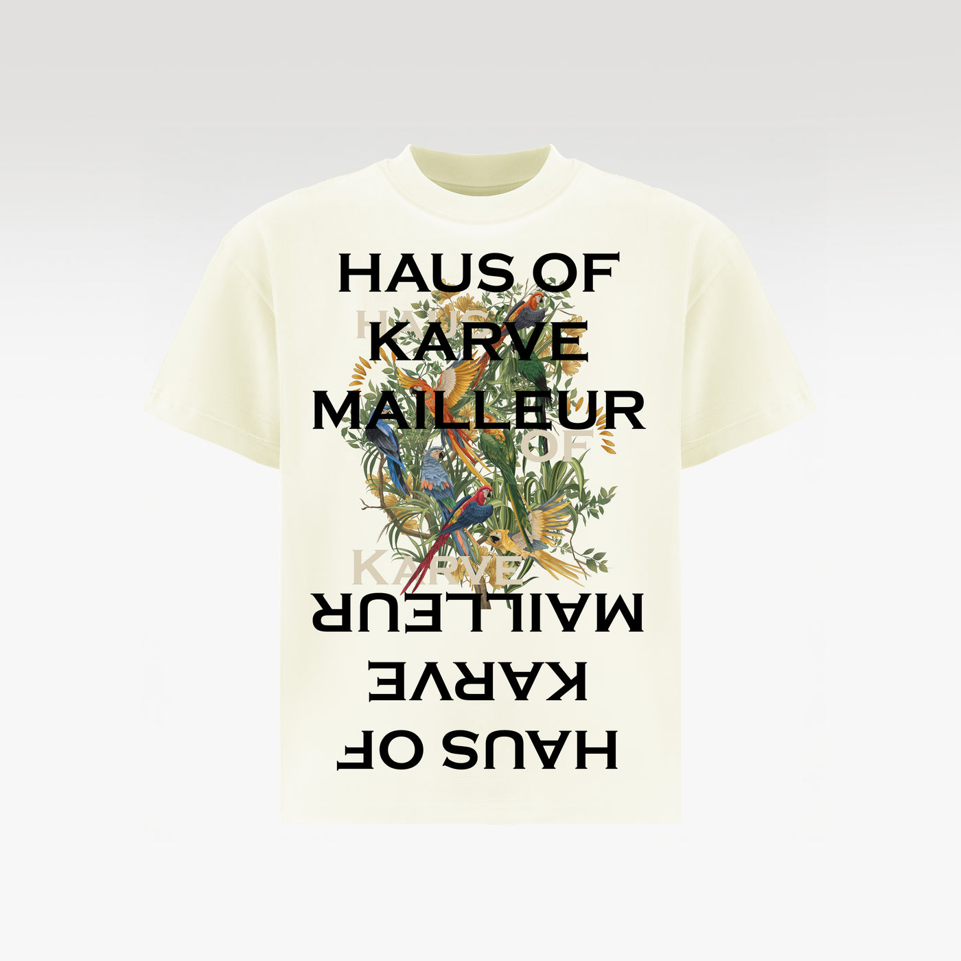 Parrot Cotton T-Shirt | Symmetrical Tropical Oversized Shirt Unisex Wide-Fit