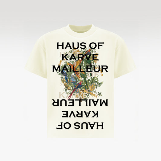 Parrot Cotton T-Shirt | Symmetrical Tropical Oversized Shirt Unisex Wide-Fit