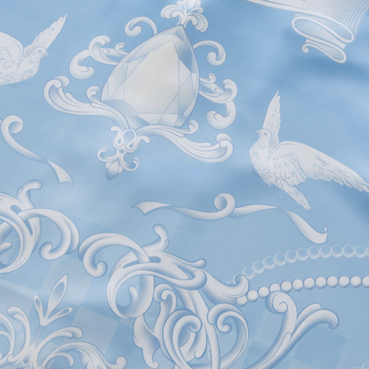 Epiphany Silk Shirt | Premium Printed Silk Cuban Collar Baroque Checkerboard Gradient Blue