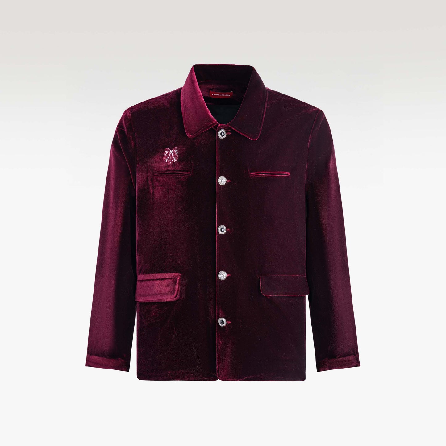 Crimson Reverie Jacket | Luxury Velvet Street Style Jacket, Signature Embroidered Decadent Bee