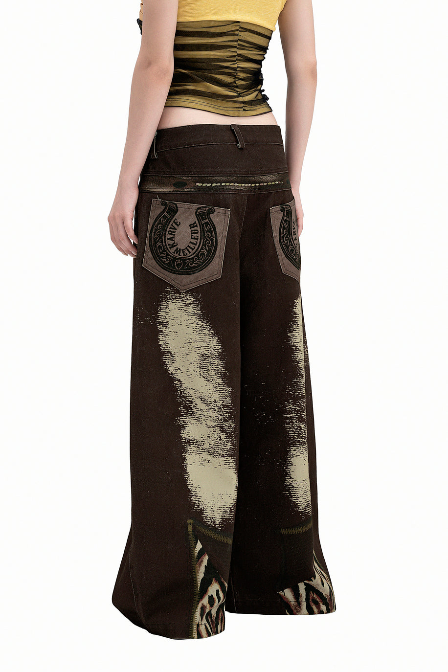 Dark Horse Jeans | Loose Wide Leg Distressed Graphic Jeans