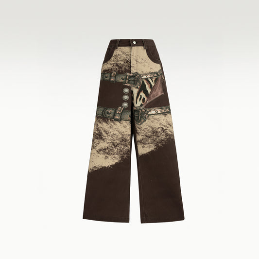 Dark Horse Jeans | Loose Wide Leg Distressed Graphic Jeans