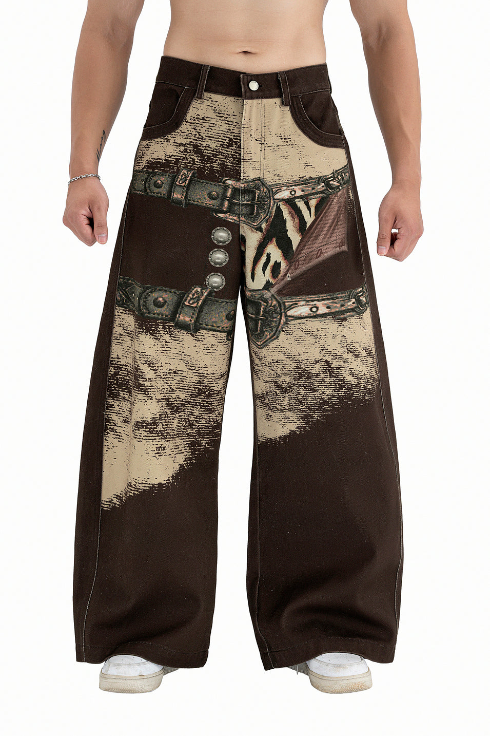 Dark Horse Jeans | Loose Wide Leg Distressed Graphic Jeans