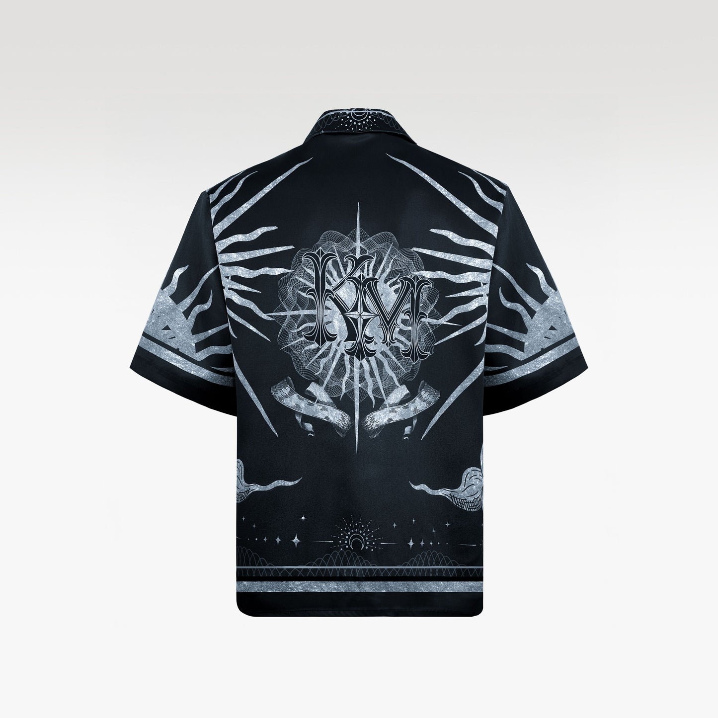 Black Moon Silk Shirt | Celestial Gothic Monochromatic Button-Up