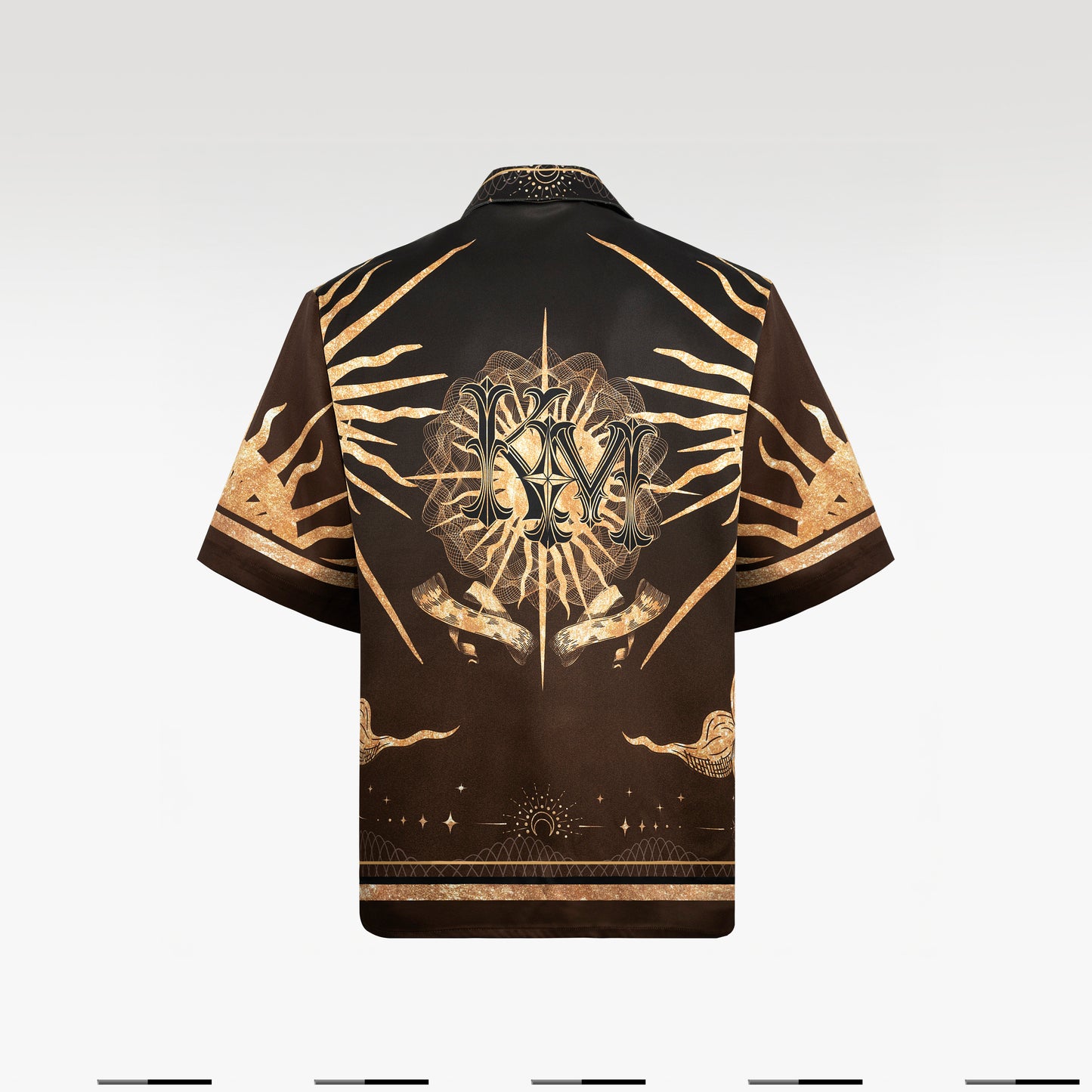 Golden Moon Silk Shirt | Celestial Baroque Button-Up