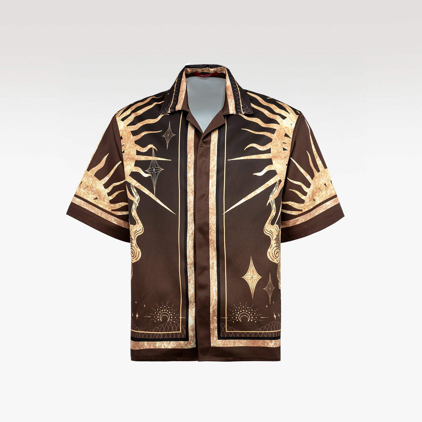 Golden Moon Silk Shirt | Celestial Baroque Button-Up