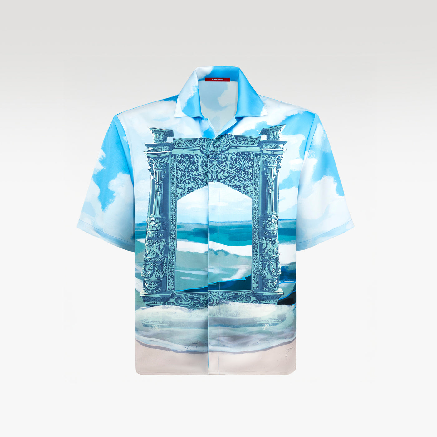 Gate Of Tides Silk Shirt | Oceanic Baroque Architecture Button-Up