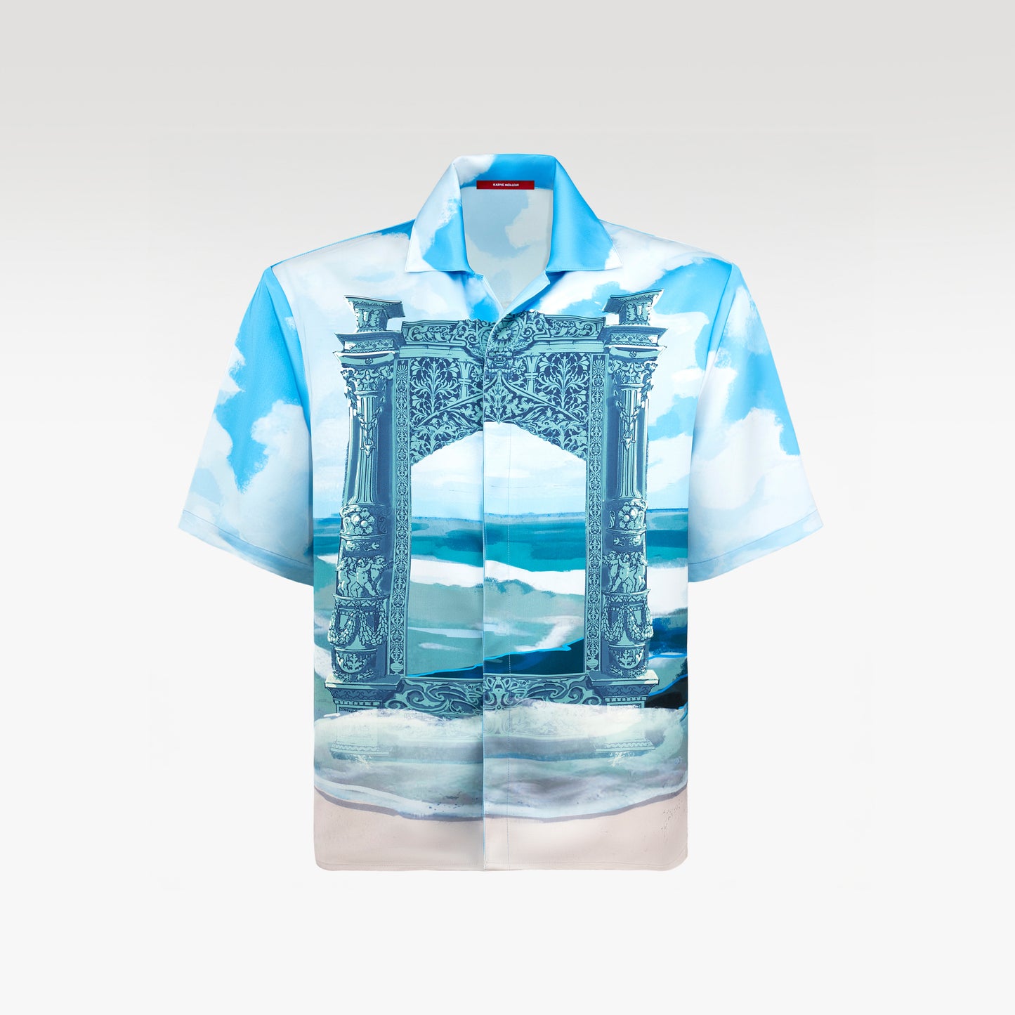 Gate Of Tides Silk Shirt | Oceanic Baroque Architecture Button-Up