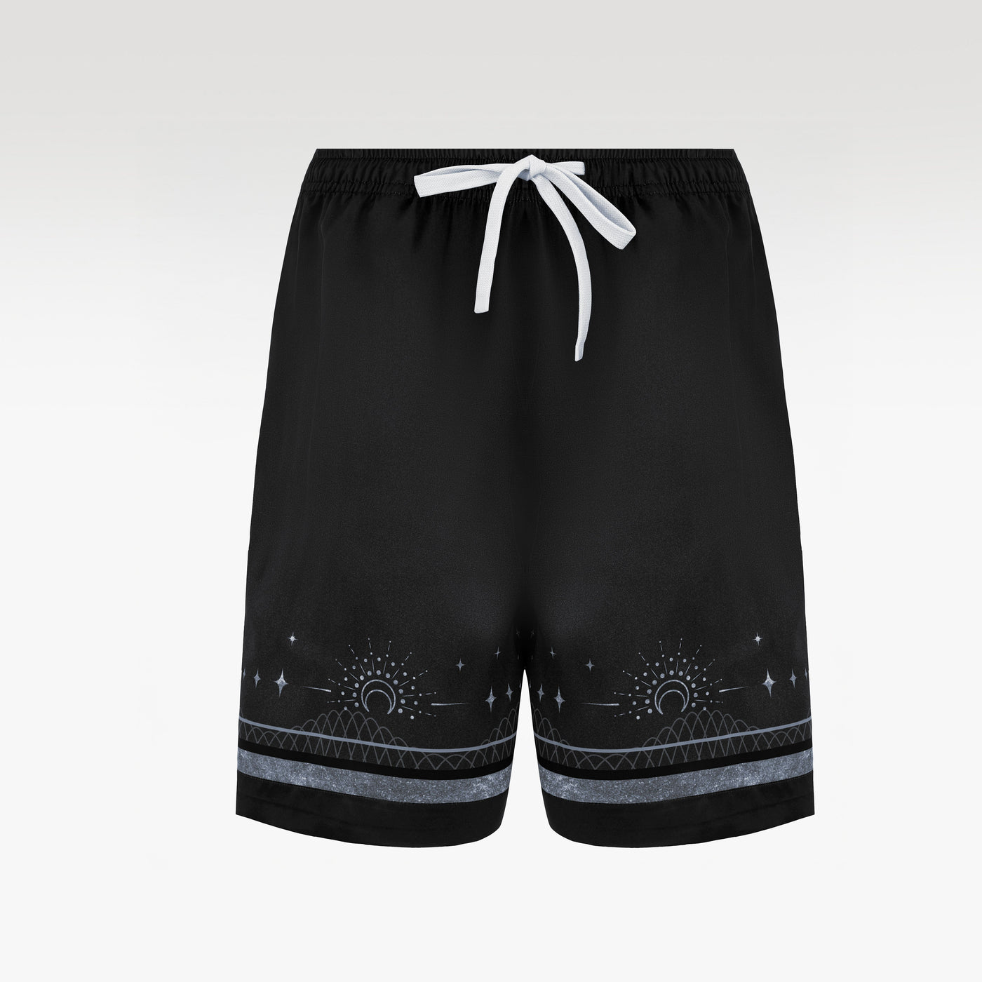 Black Moon Silk Shorts | Celestial Gothic Monochromatic Shorts
