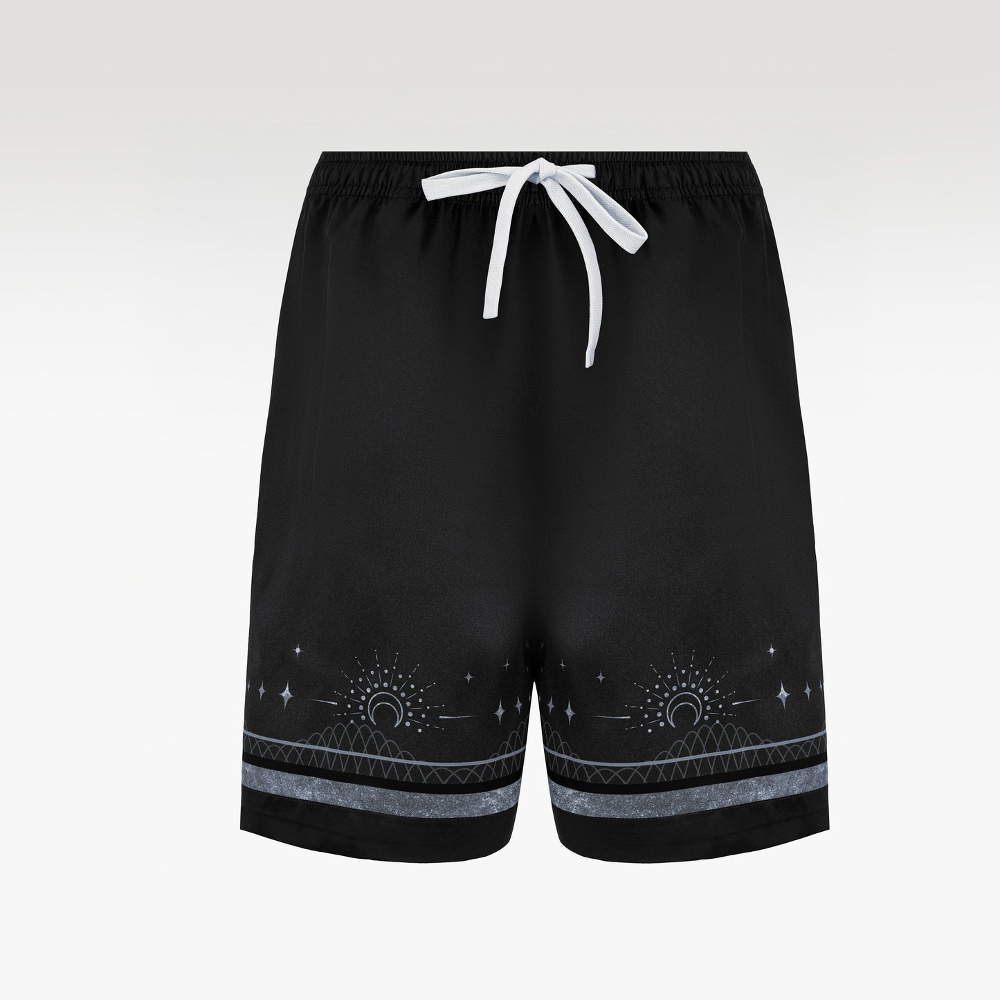 Black Moon Silk Shorts | Celestial Gothic Monochromatic Shorts