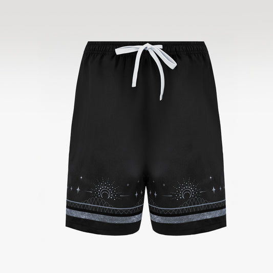 Black Moon Silk Shorts | Celestial Gothic Monochromatic Shorts