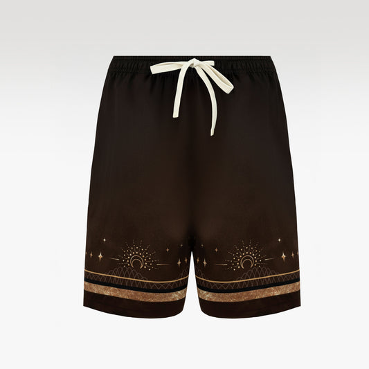 Golden Moon Silk Shorts | Celestial Baroque Shorts