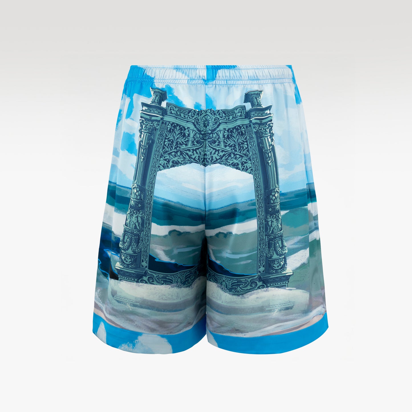 Gate of Tides Silk Shorts | Oceanic Baroque Architecture Shorts