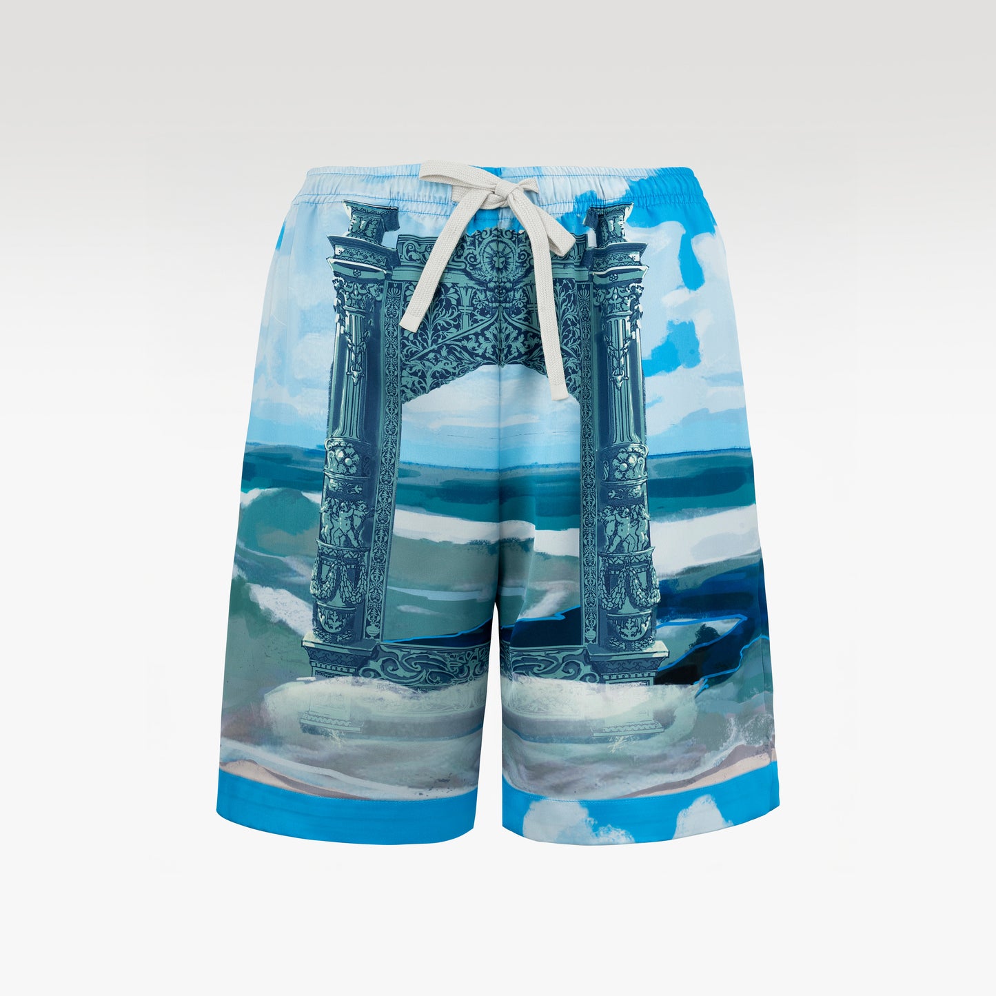Gate of Tides Silk Shorts | Oceanic Baroque Architecture Shorts