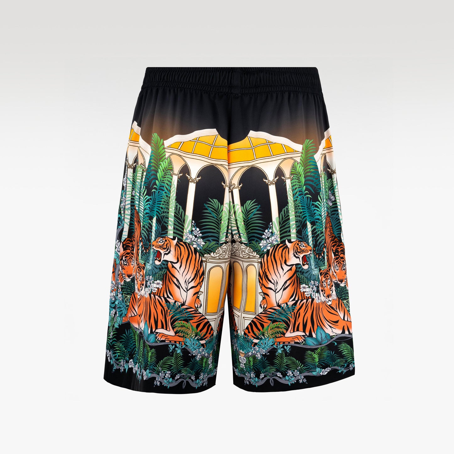 Tiger Dynasty Silk Shorts | Royal Baroque Botanical Shorts