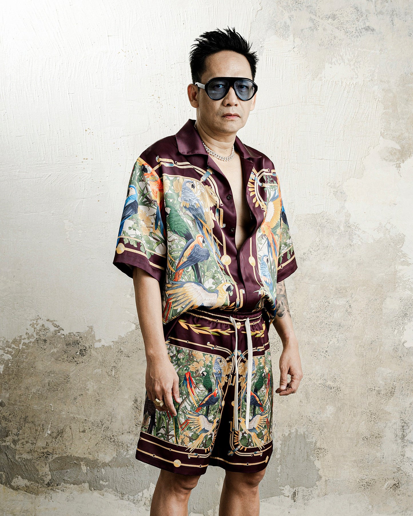 Emerald Aviary Silk Shorts | Luxury Baroque Botanical Shorts