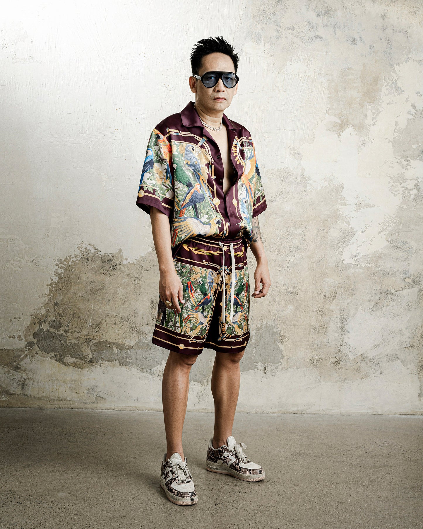 Emerald Aviary Silk Shorts | Luxury Baroque Botanical Shorts
