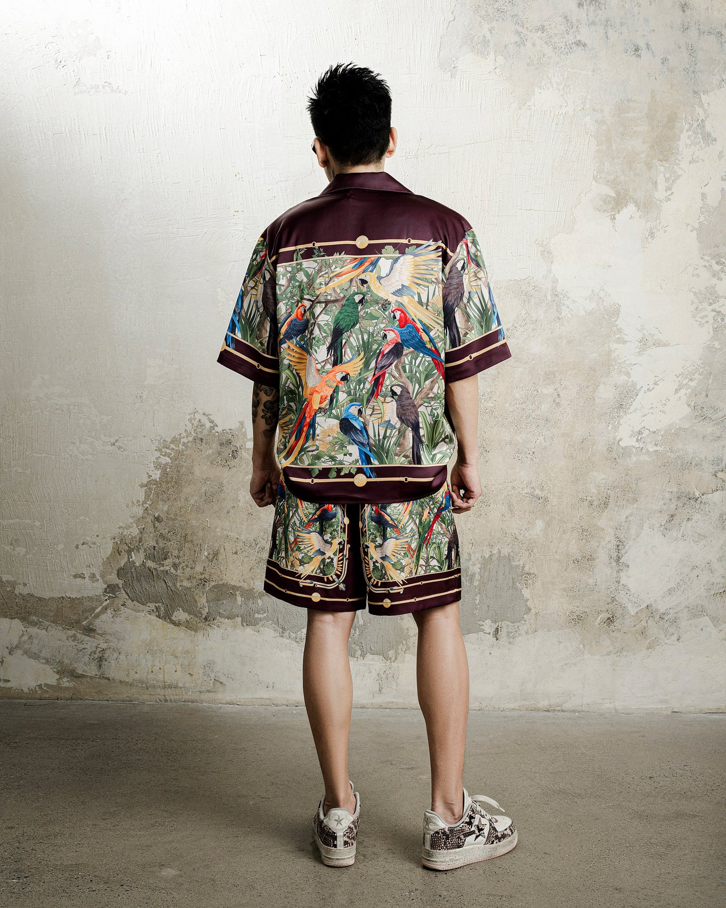 Emerald Aviary Silk Shorts | Luxury Baroque Botanical Shorts