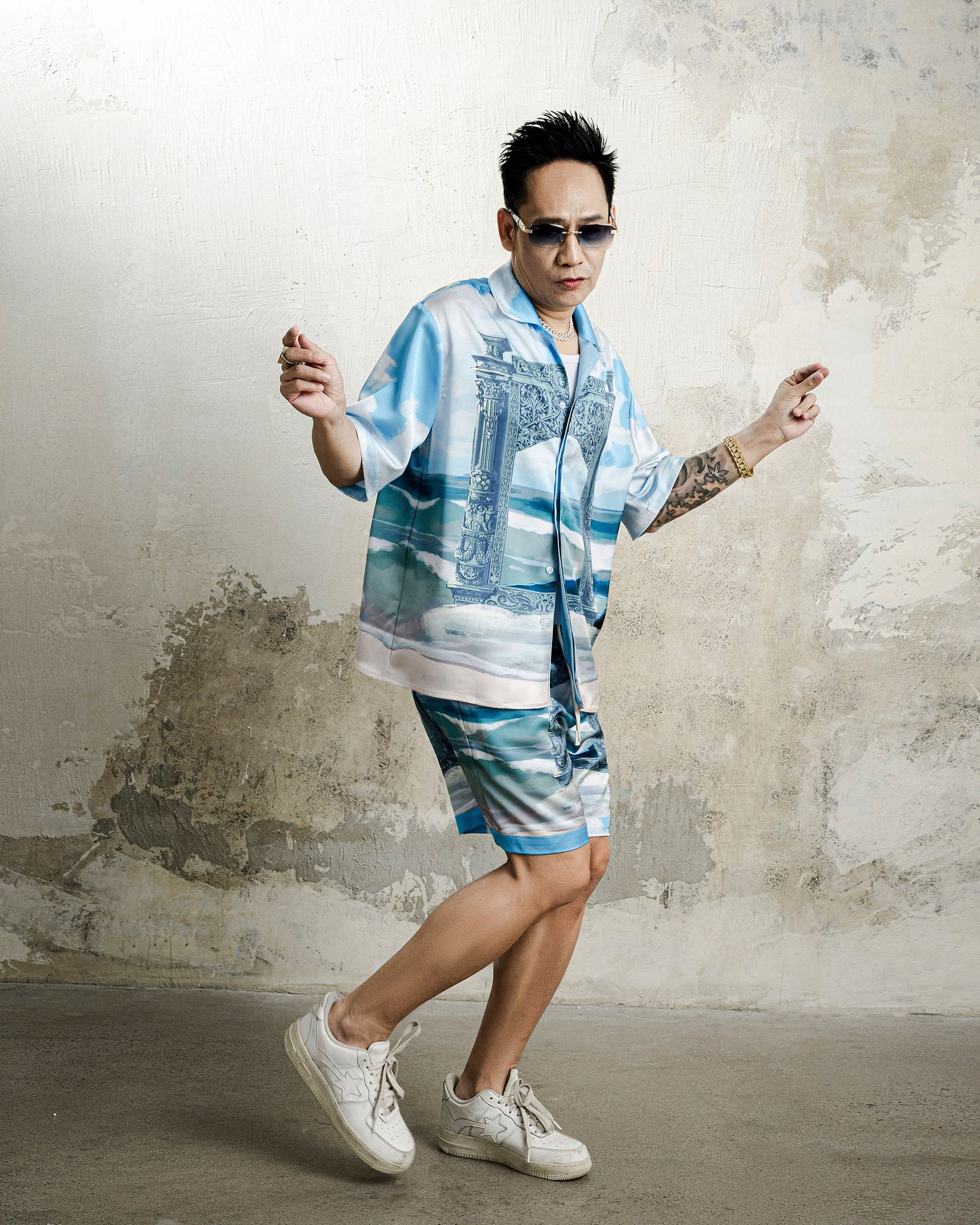 Gate Of Tides Silk Shirt | Oceanic Baroque Architecture Button-Up