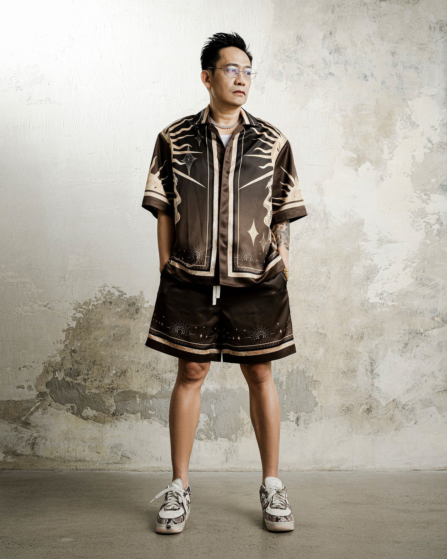 Golden Moon Silk Shorts | Celestial Baroque Shorts