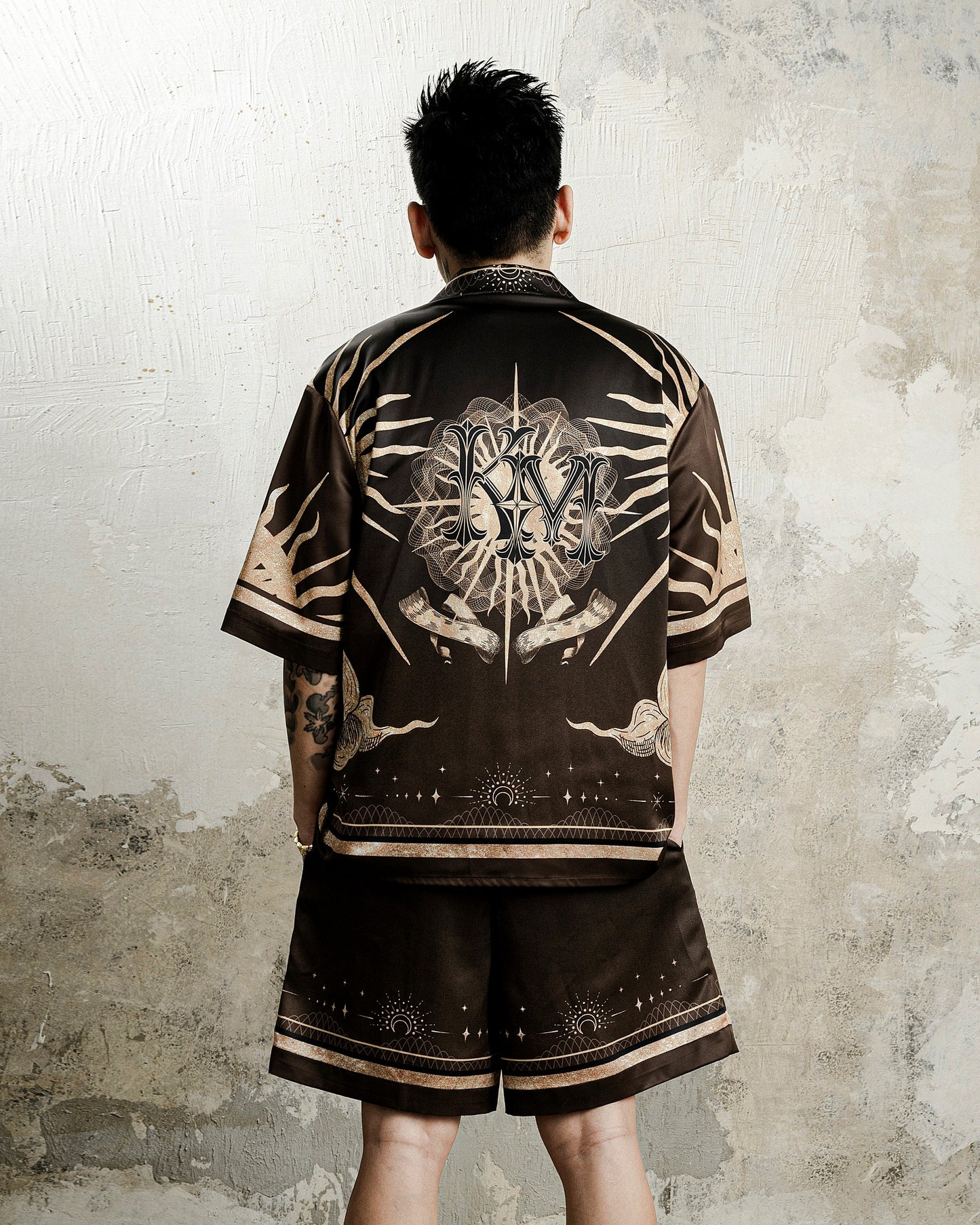 Golden Moon Silk Shorts | Celestial Baroque Shorts