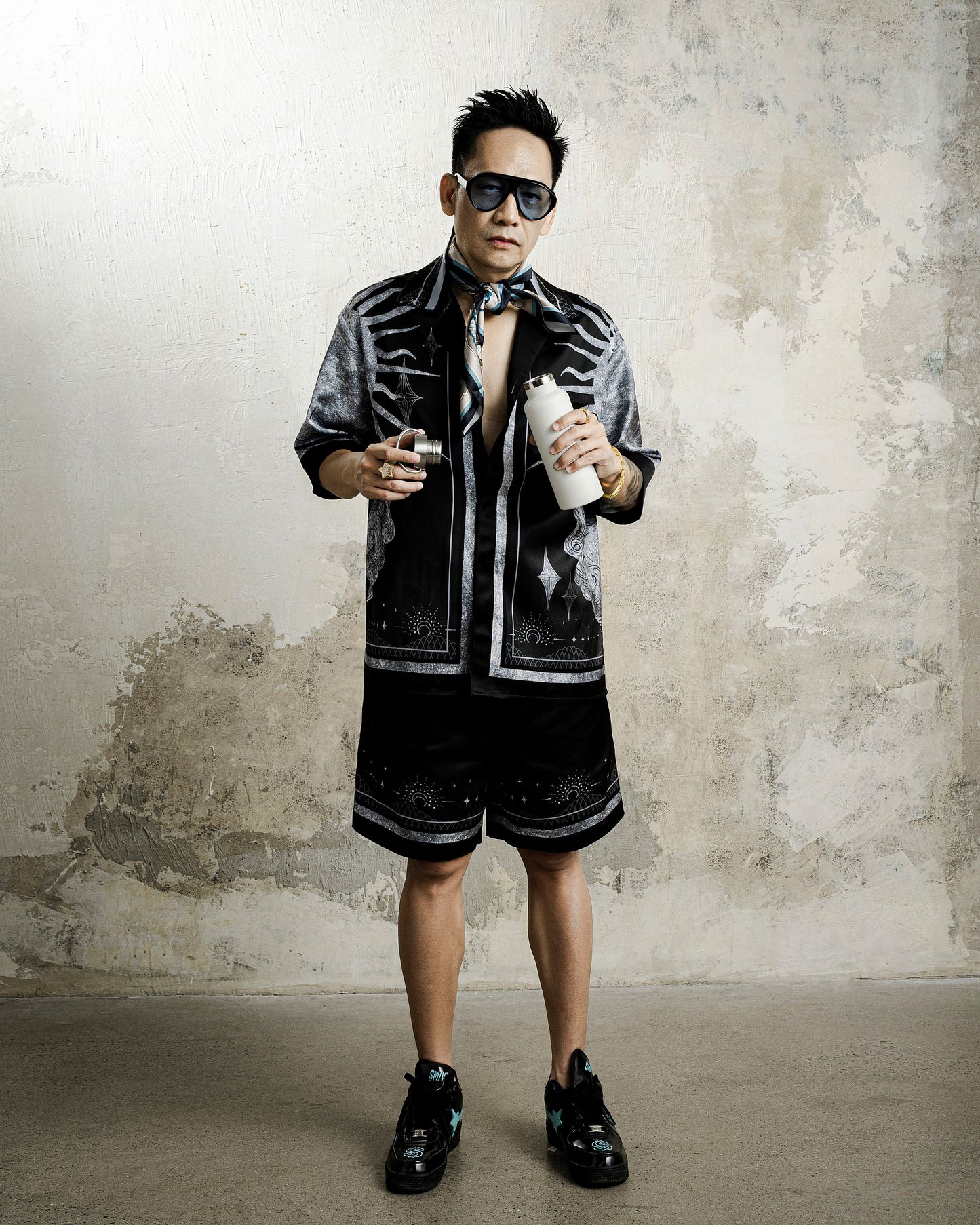 Black Moon Silk Shorts | Celestial Gothic Monochromatic Shorts
