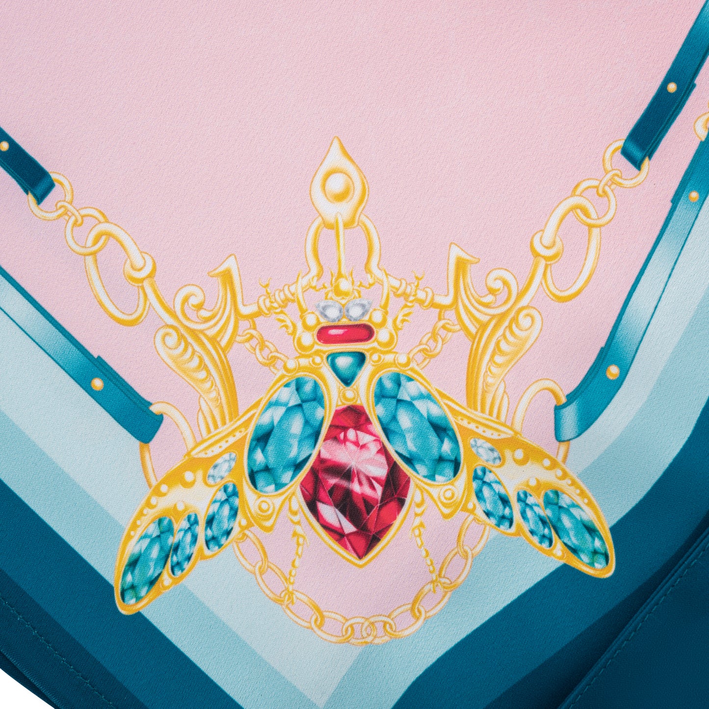 The Fancy Duke Long-Sleeve Silk Shirt | Decadent Printed Silk Taffeta Cuban Collar Jeweled Beetle