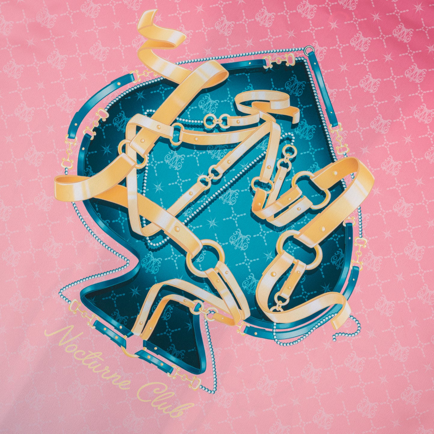 The Fancy Duke Long-Sleeve Silk Shirt | Decadent Printed Silk Taffeta Cuban Collar Jeweled Beetle