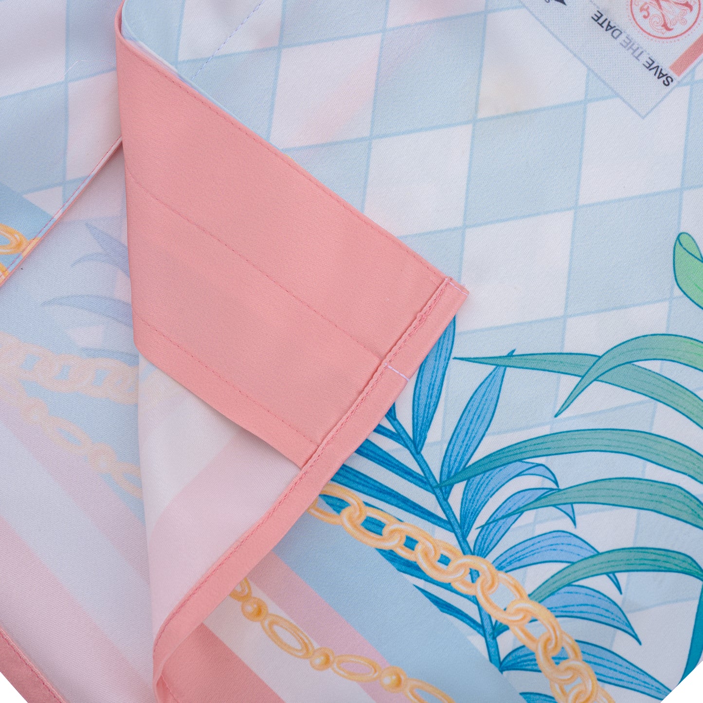 Miami Dice Silk Shirt | Printed Silk Taffeta Pastel Cuban Collar Short Sleeve Tropical Chain Monogram