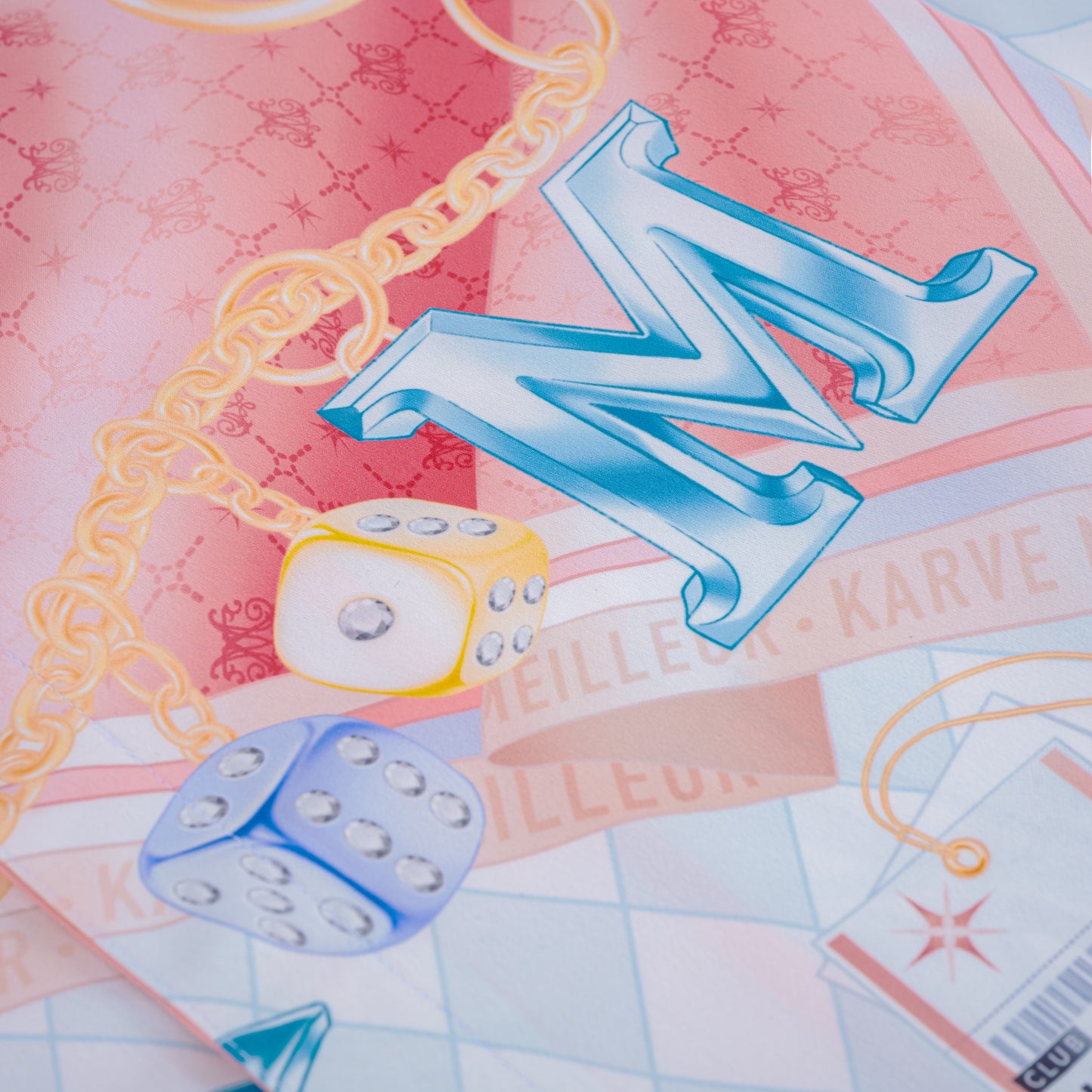 Miami Dice Silk Shirt | Printed Silk Taffeta Pastel Cuban Collar Short Sleeve Tropical Chain Monogram