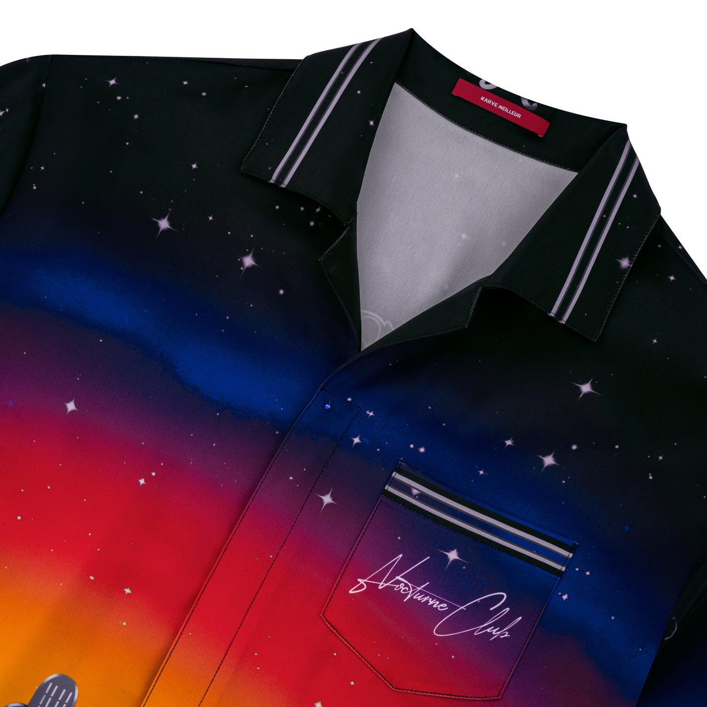 K City Silk Shirt | Printed Silk Camp Shirt Futuristic Cityscape