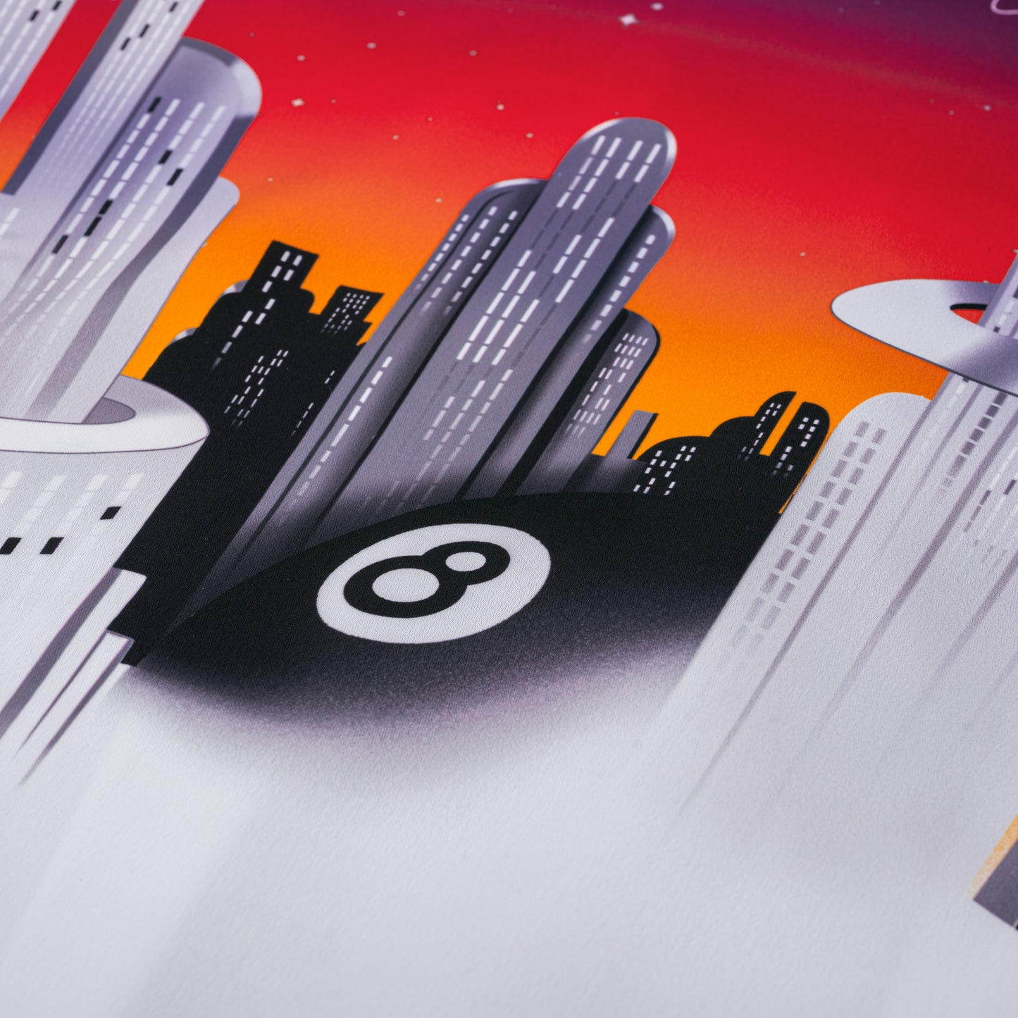 K City Silk Shorts | Premium Printed Silk Taffeta Futuristic Cityscape