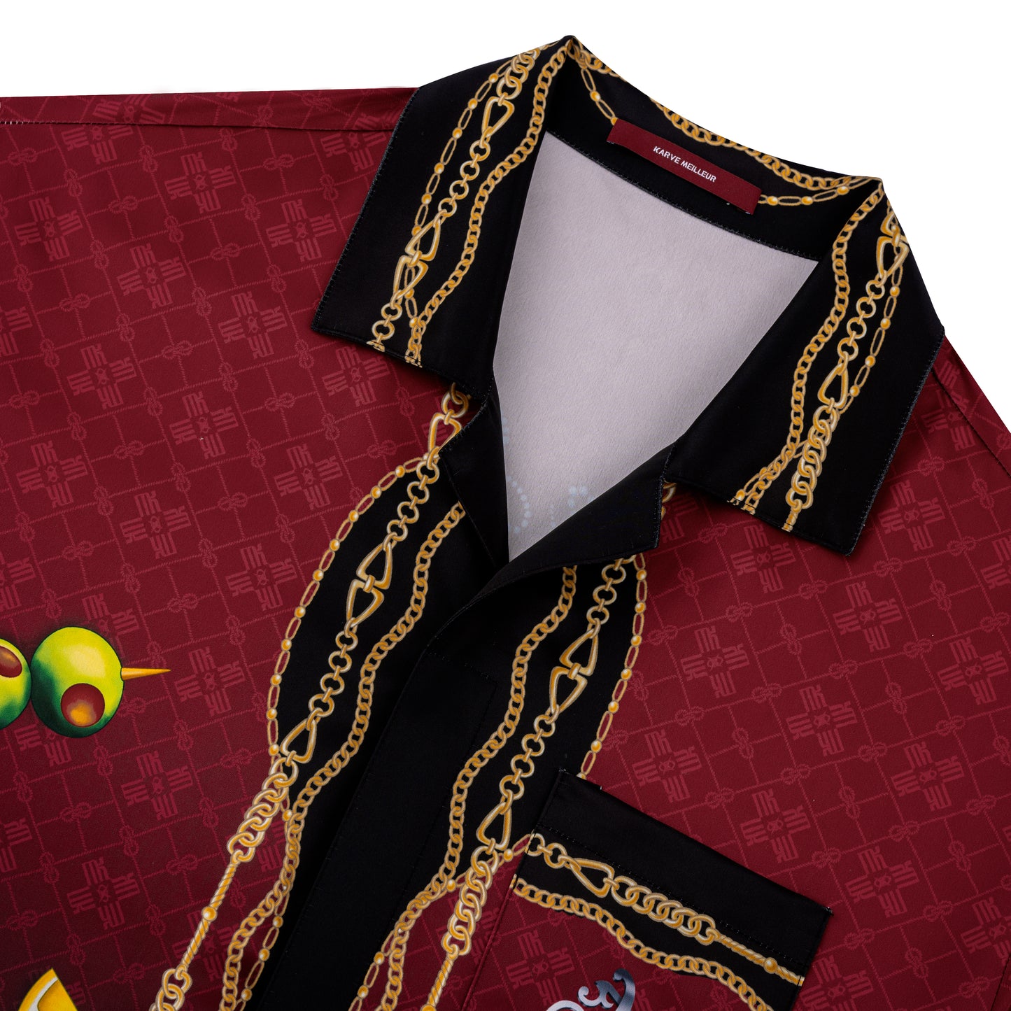 Agent 00K Silk Shirt | Printed Silk Taffeta Cuban Collar Short Sleeve Nightlife Cocktail