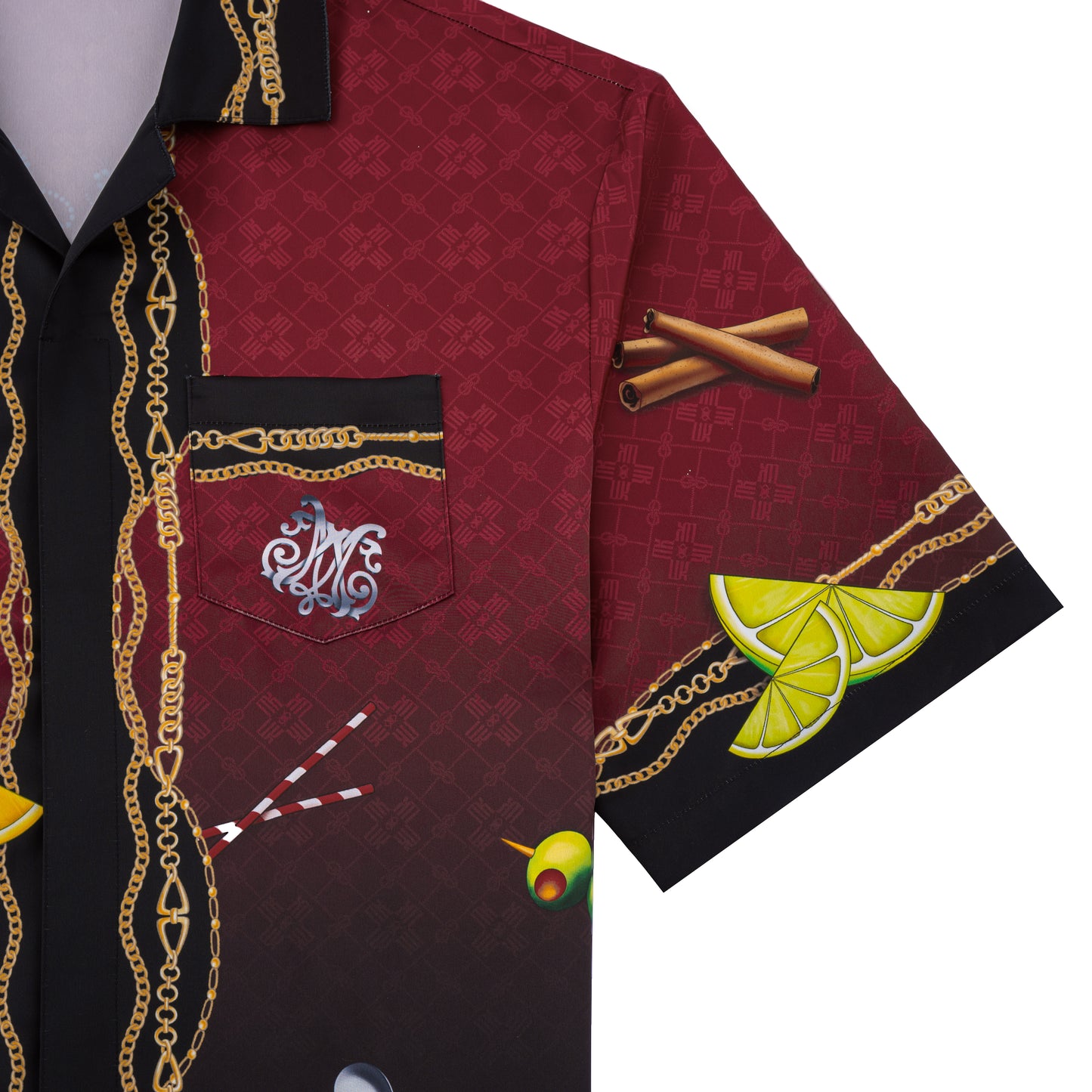 Agent 00K Silk Shirt | Printed Silk Taffeta Cuban Collar Short Sleeve Nightlife Cocktail